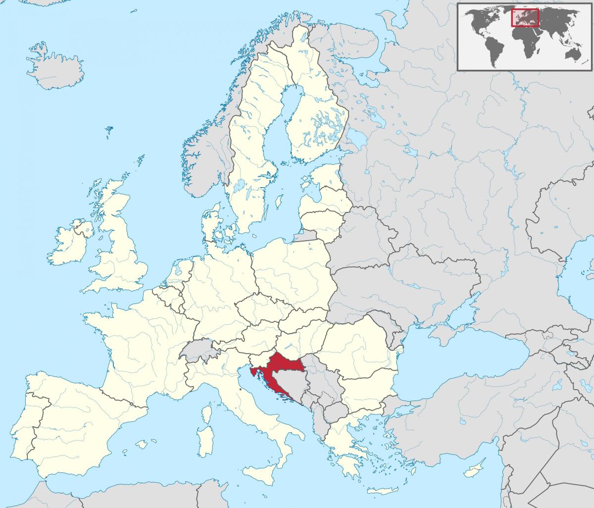 Położenie Chorwacji na mapie Europy Południowej